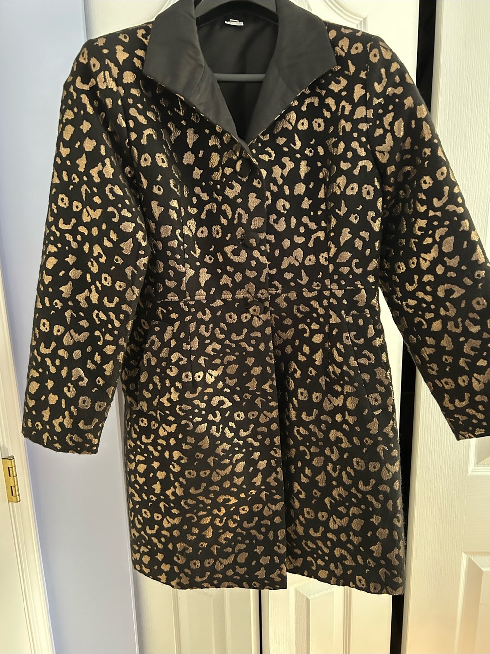 Black and Rose Gold Leopard Print Women's Coat